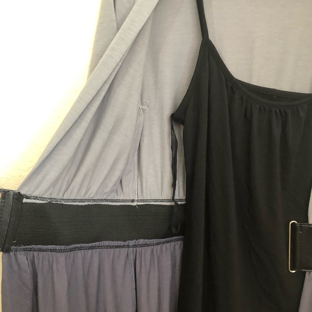 AS U WISH Medium Layered Belted Dress Colorblock Black Gray Short Sleeve NWOT - Picture 8 of 16